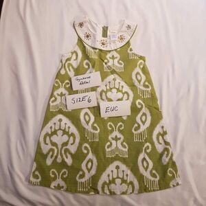 Gymboree girls dress Batik Summer green & white dress size 6